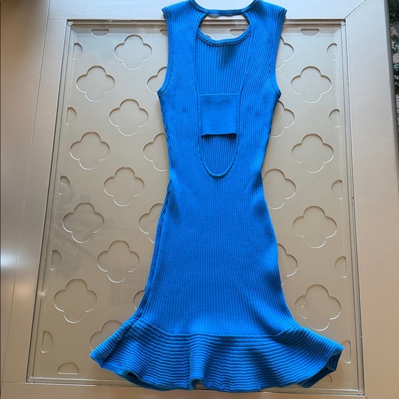 PARKER Lynn Ruffle Skirt Knit Dress Women's Size XS Blue - Picture 12 of 16